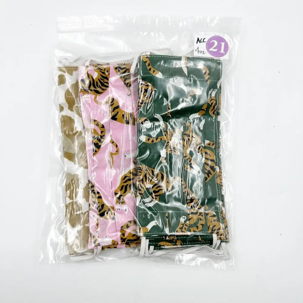 Poppy & Sage Reusable Face Mask Lot of 9 NWT Cotton Tiger Leopard Animal Print